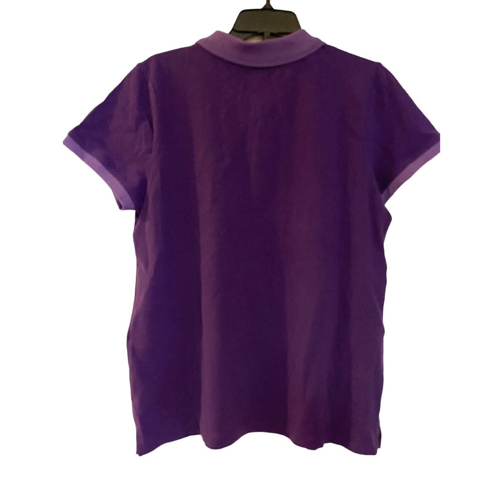 Monroe & Main Contrast Collar Polo Purple Business Casual Short Sleeve Golf Top - Picture 3 of 7